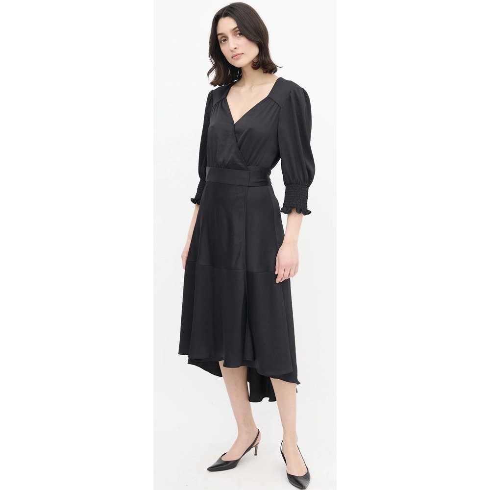ba&sh Game Wrap Dress Black Hi Low SZ 1 US SM Paris Wedding Funeral Church EUC